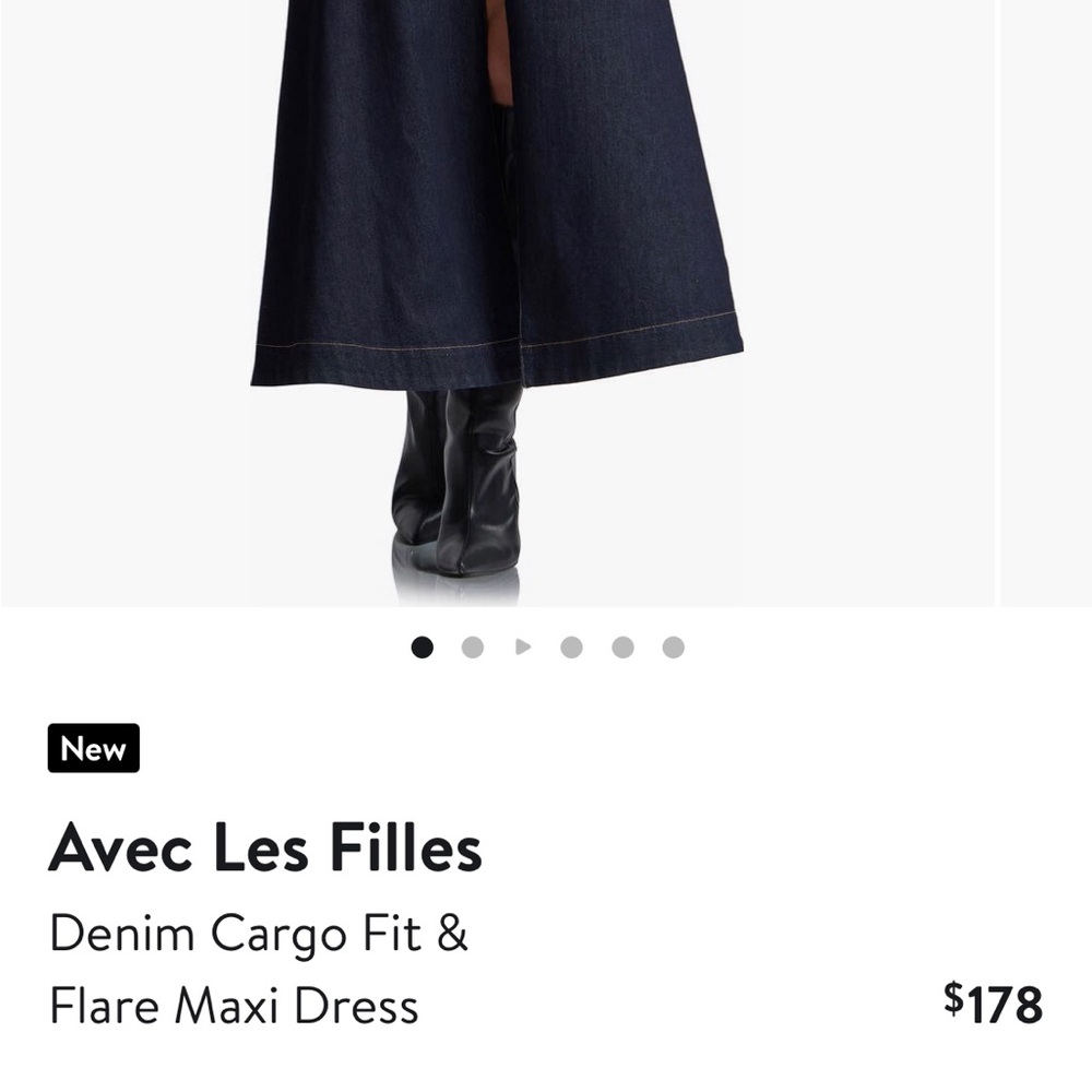 Avec Les Filles Dark Indigo Denim Flare Dress - Picture 4 of 11